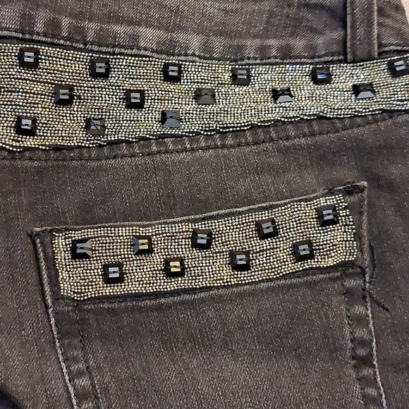John Richmond Silver Black Studs & Chain Detail on Black Washed Denim Jeans 27 - Picture 14 of 16